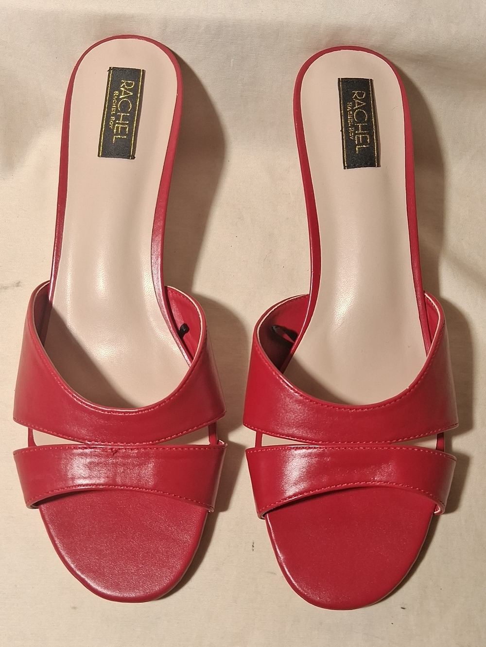 Rachel Zoe Red Double-Strap Slide Mules